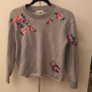Madewell Floral Embroidered Crop Sweater